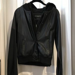 Obey Faux Leather Hooded Jacket